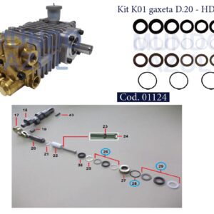 Kit K01 Kit Gaxeta D.20mm Lavajato Karcher HD 12/15 HDS 12/15