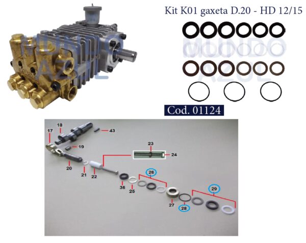 Kit K01 Kit Gaxeta D.20mm Lavajato Karcher HD 12/15 HDS 12/15